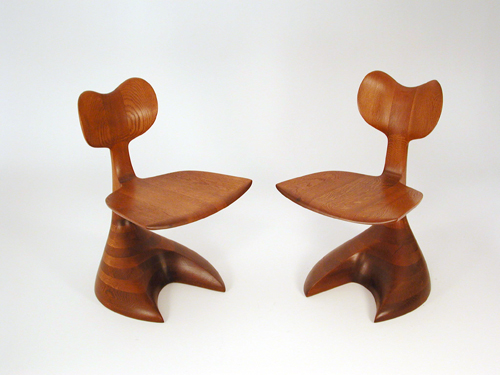 Appraisal: WENDELL CASTLE Matched pair of rare early lounge chairs made