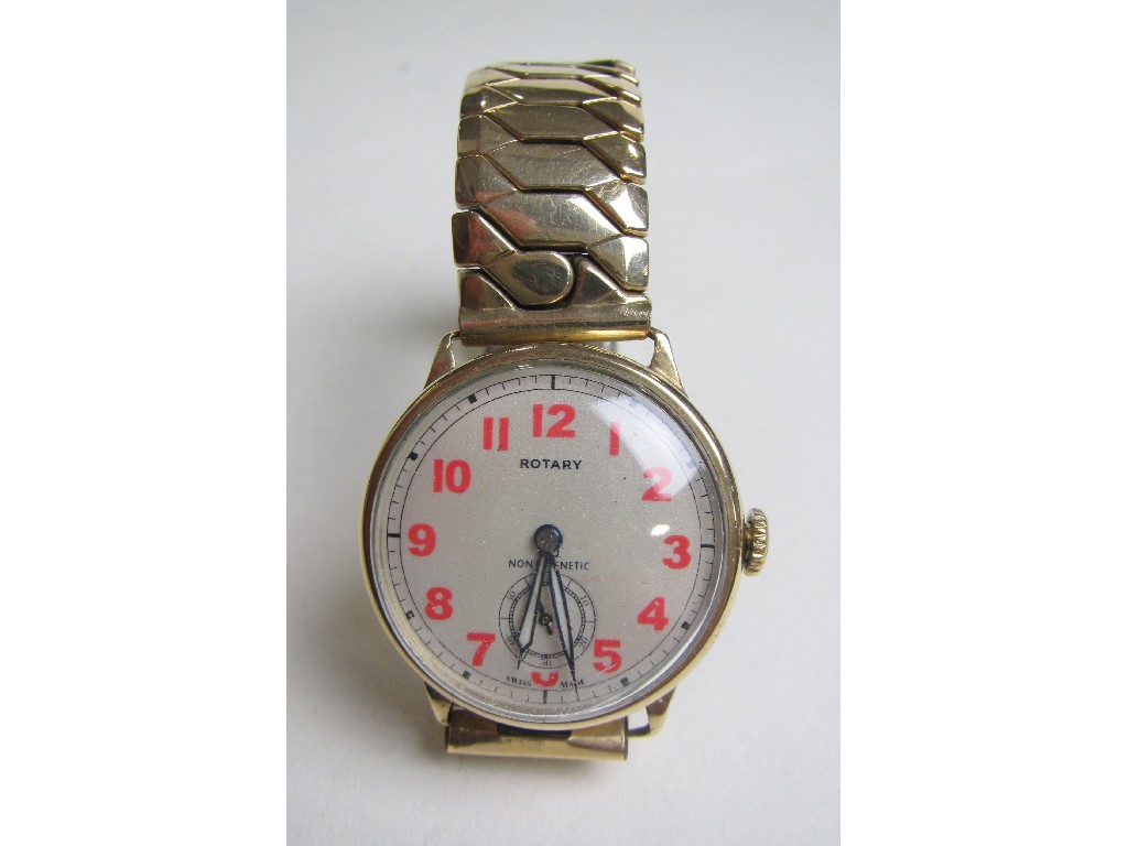 Appraisal: Gents ct gold cased Rotary wrist watch with silvered dial