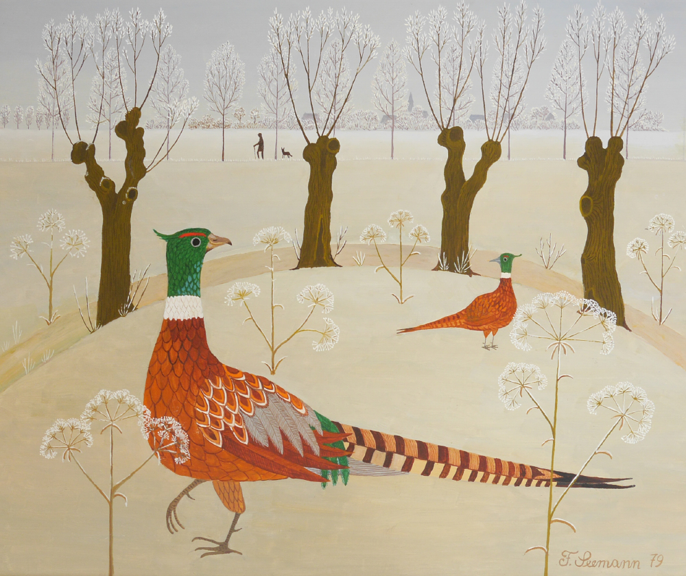 Appraisal: FRITZ SEEMANN ''DER GECK'' PAINTING ''Der Geck'' Pheasants in a