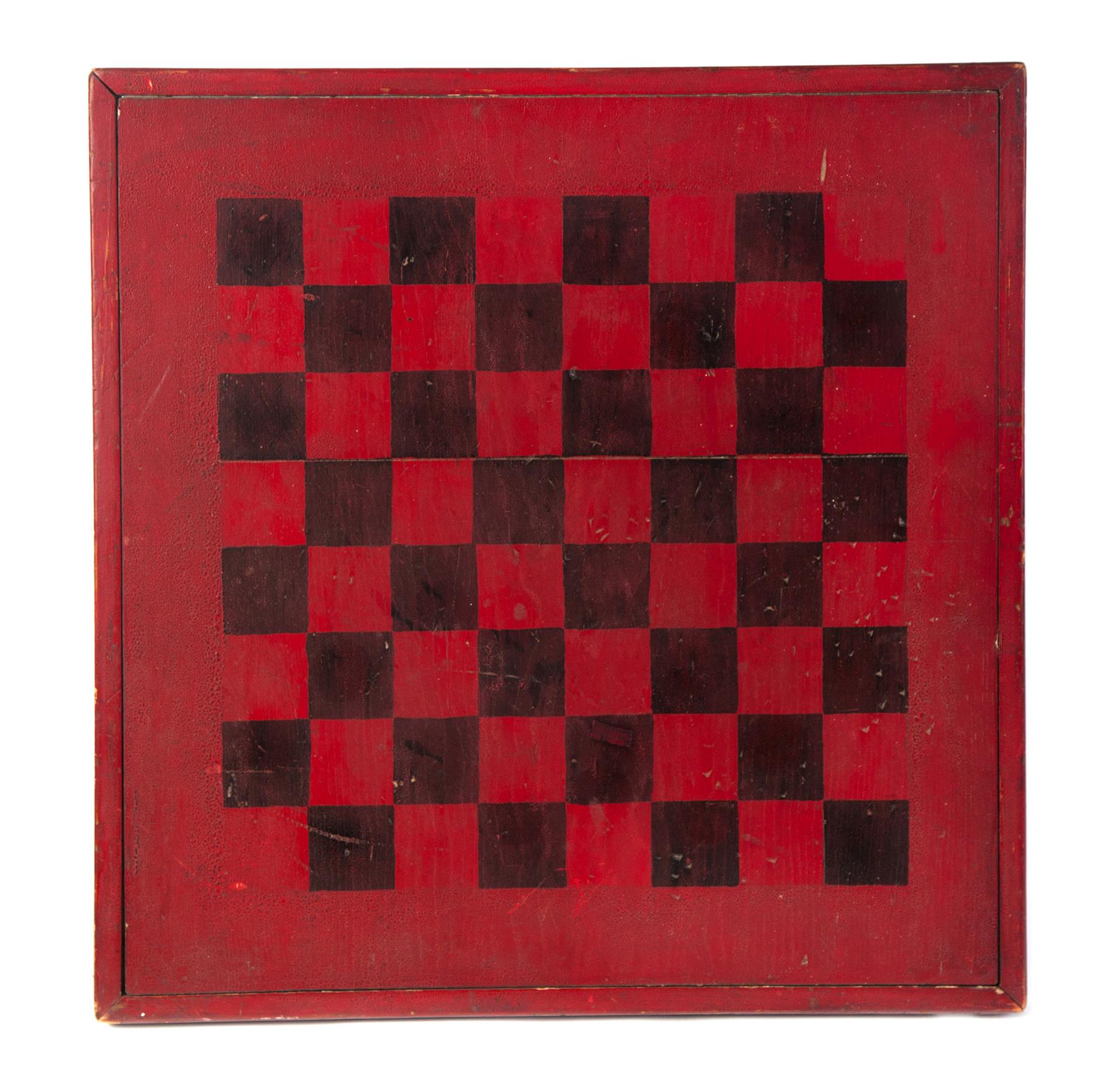 Appraisal: PINE CHECKERBOARD Twentieth century Checkerboard with a mitered frame original