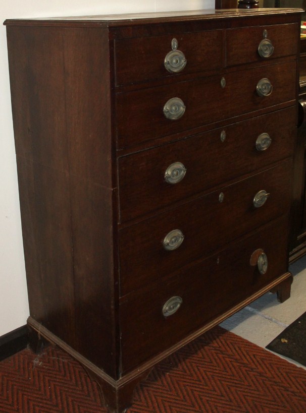 Appraisal: A George III oak chest of two short and four