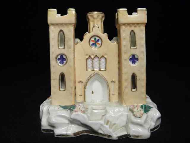 Appraisal: Staffordshire porcelain church pastille burner or pen holder Open back