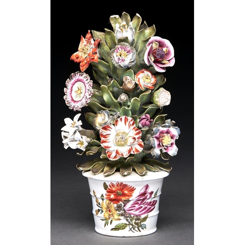 Appraisal: A Derby flowerpot containing a bouquet of flowers c modelled