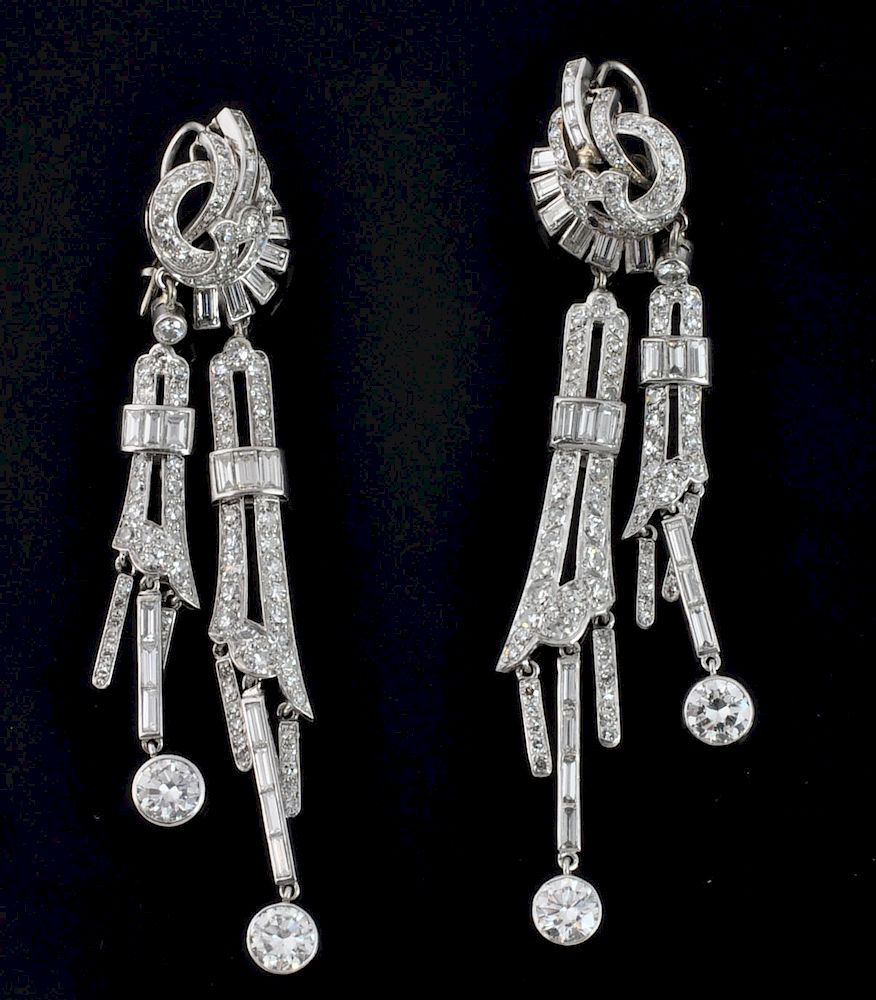 Appraisal: Diamond kt Gold Chandelier Earrings Waterfall pierced earrings featuring brilliant