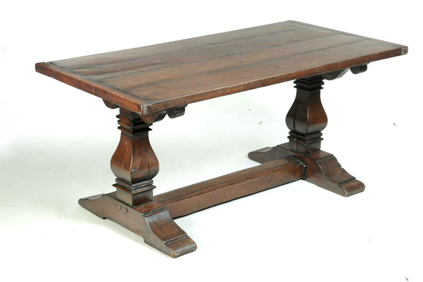 Appraisal: ENGLISH TRESTLE TABLE Nineteenth century oak Heavily constructed with a