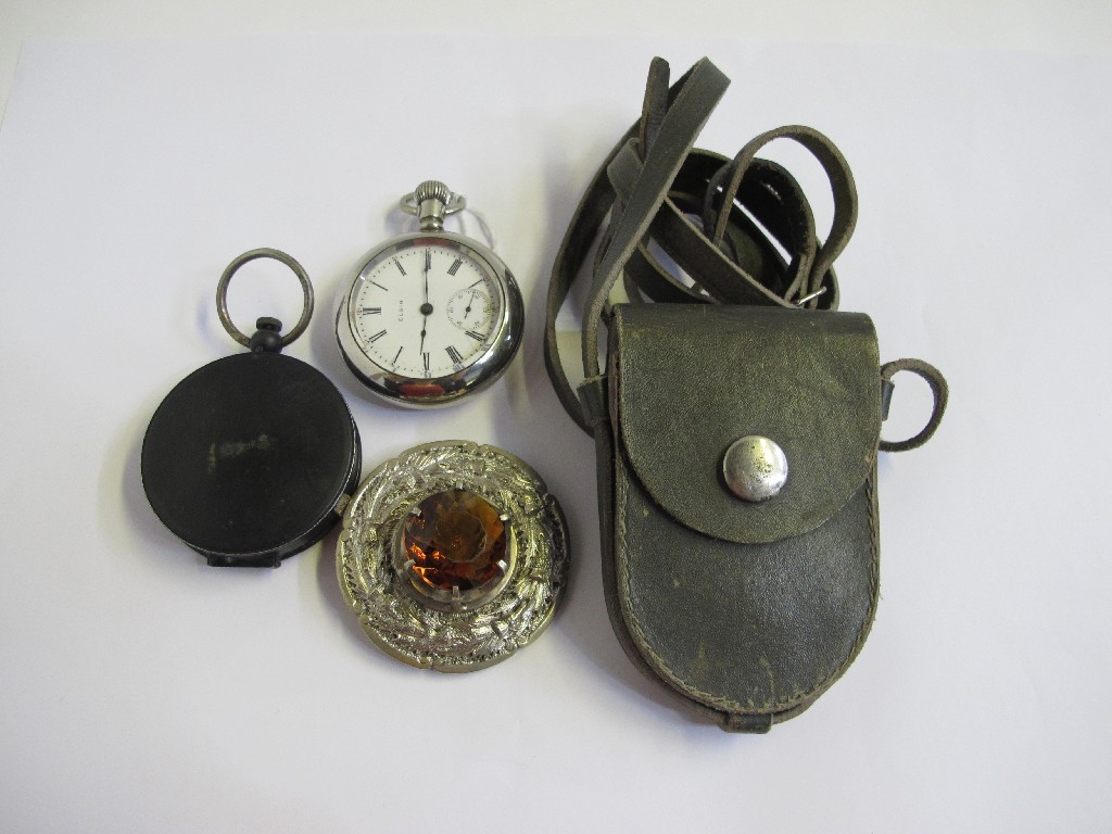 Appraisal: A lot comprising an Elgin white metal pocket watch a