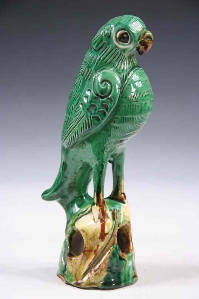 Appraisal: CHINESE POTTERY FIGURE - th Chinese Sancai Glazed Pottery Parrot