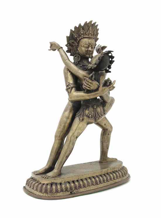 Appraisal: A Bronze Kama Sutra Sculpture depicting a pair of lovers