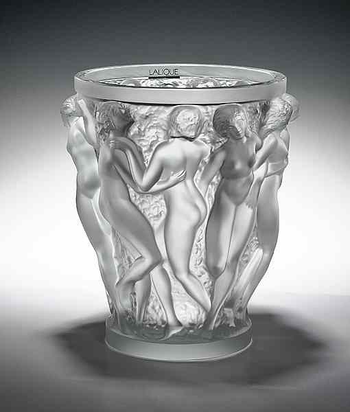 Appraisal: Lalique Nude Vase Bacchantes Lalique France th Century Tapered vase