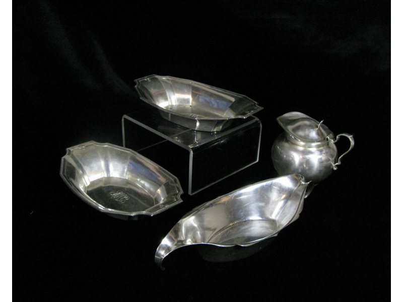 Appraisal: Four Pieces of Sterling Silver including a pair of rectangular