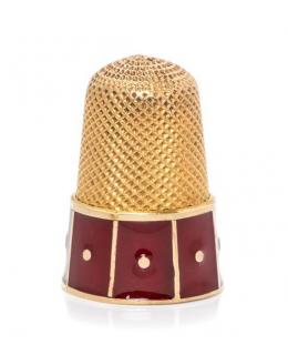 Appraisal: A Yellow Gold and Enamel Thimble the base decorated with