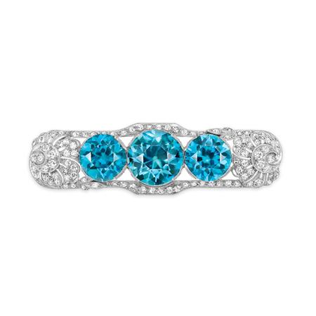 Appraisal: Blue Zircon and Diamond Bar Brooch Estimate -