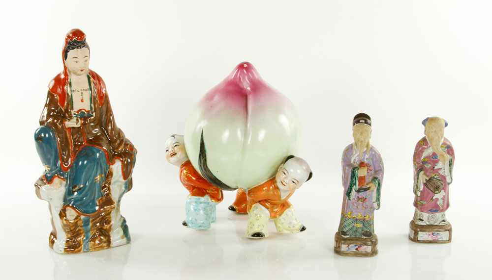 Appraisal: - Four Chinese Porcelain Figures Lot of four porcelain figures