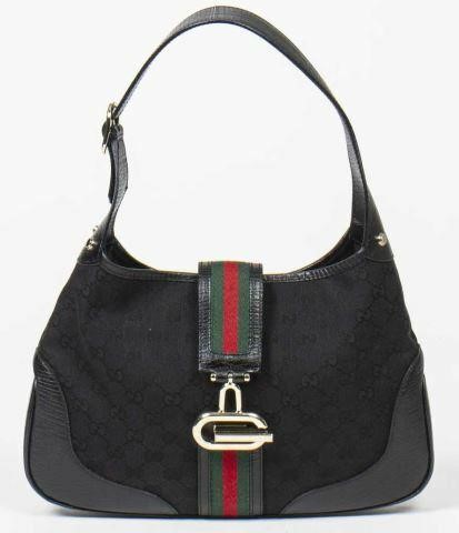 Appraisal: Gucci Junco hobo bag in black GG monogram canvas with