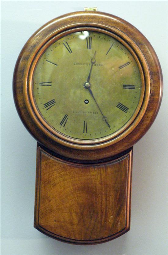 Appraisal: th century mahogany cased wall clock with fusee movement with