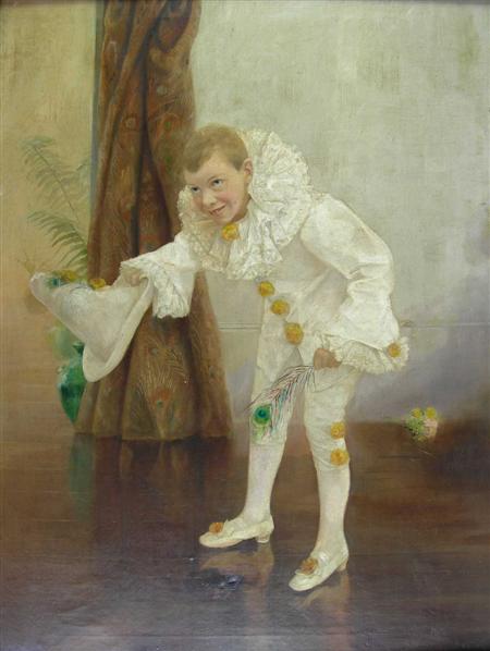 Appraisal: BRITISH SCHOOL THE YOUNG PIERROT Oil on canvas cm x