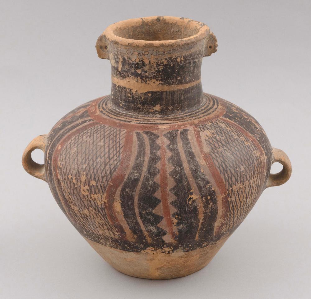 Appraisal: NEOLITHIC PAINTED POTTERY JAR GANSU YANGSHAO CULTURE B C HEIGHT