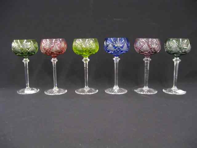 Appraisal: Val St Lambert Colored Cut-toClear Wines various colors fine cutwork