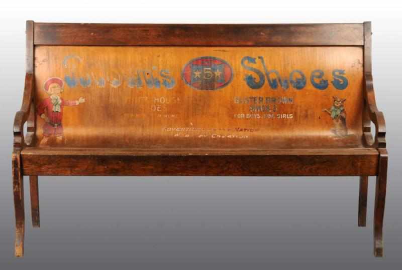 Appraisal: Wooden Buster Brown Tige Bench Description Advertising for shoes Strong