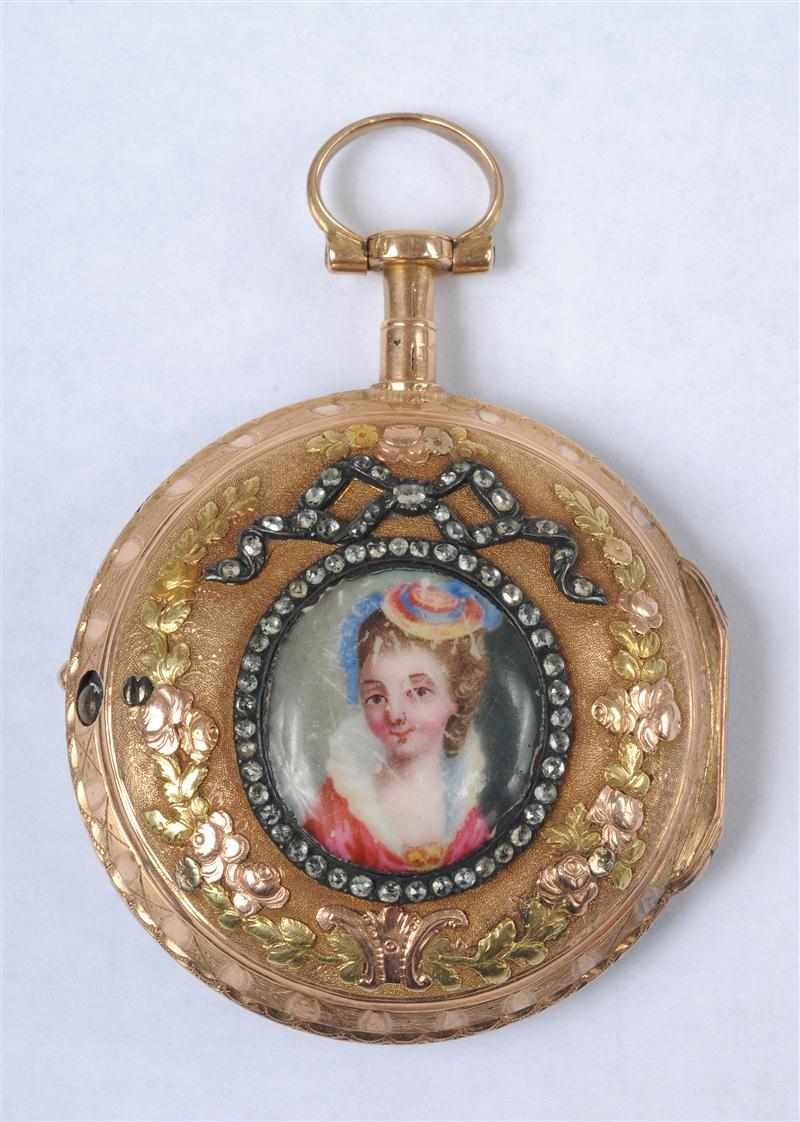 Appraisal: FRENCH FUSEE GOLD AND ENAMEL LADY'S POCKET WATCH in diam