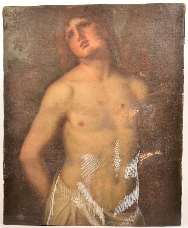 Appraisal: th Cent Painting Depicting Saint Sebastian th Century Oil on