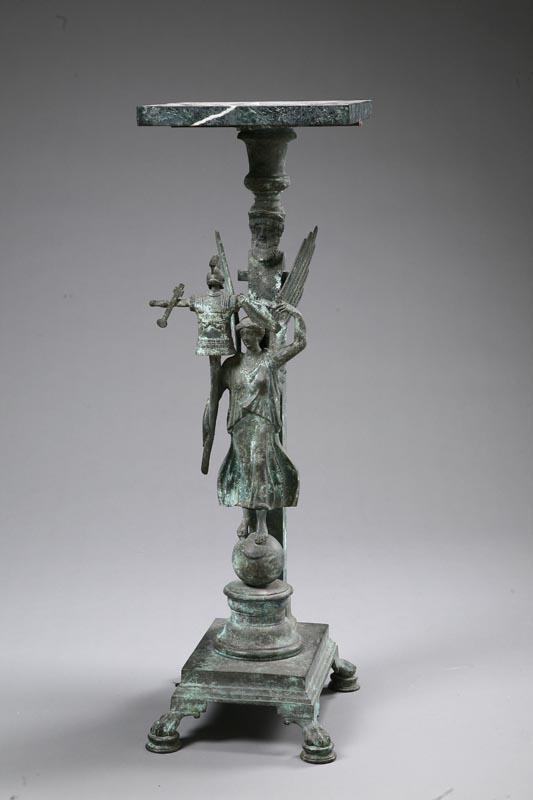 Appraisal: MARBLE TOP STAND Mid-late th century bronze with verdigis patina