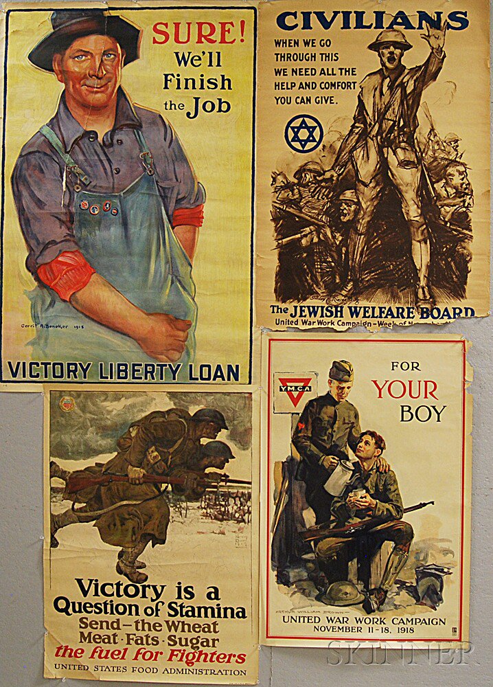 Appraisal: Four WWI Lithograph Posters a YMCA For Your Boy Victory