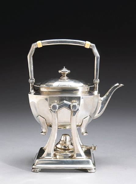 Appraisal: A sterling kettle on lamp standTiffany amp Co New York