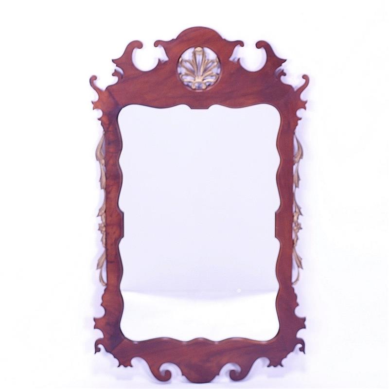 Appraisal: English Chippendale Style Mirror with carved and painted giltwood accents