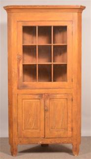 Appraisal: PA th Century Softwood Corner Cupboard Pennsylvania th Century Softwood