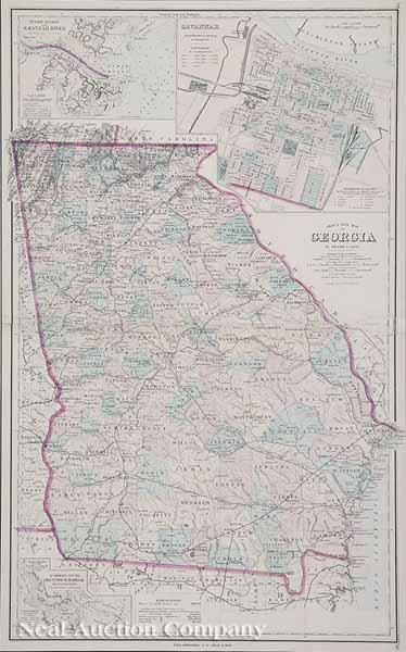 Appraisal: An Antique Map of the State of Georgia hand-colored engraving