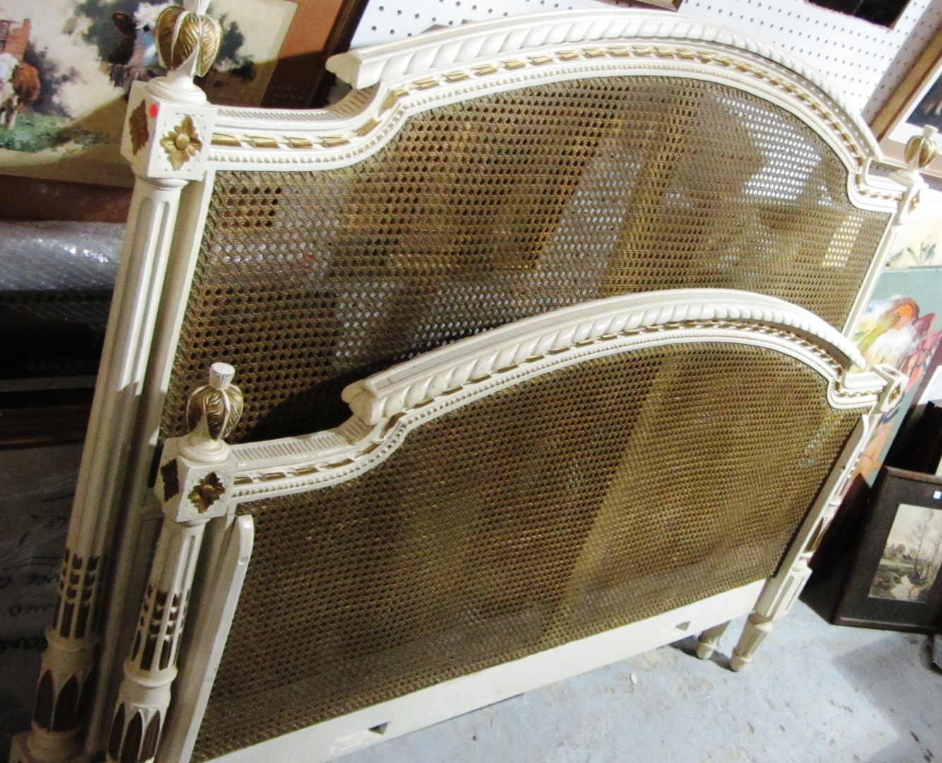 Appraisal: A cream and gilt double bed