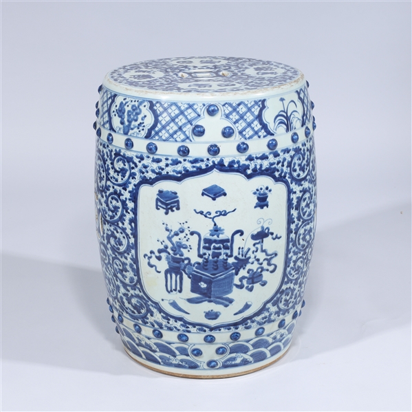 Appraisal: Chinese blue and white porcelain garden seat with allover designs