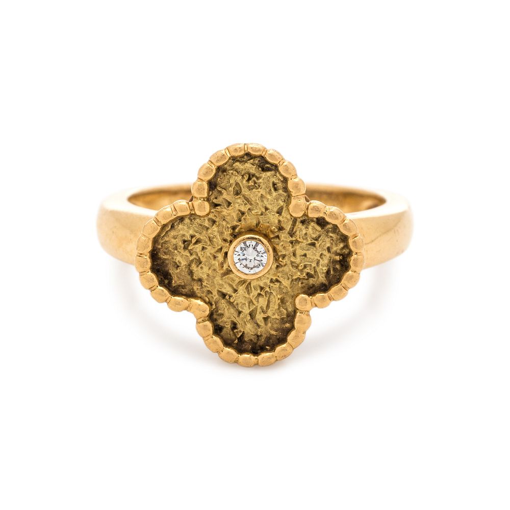 Appraisal: VAN CLEEF ARPELS YELLOW GOLD AND DIAMOND 'ALHAMBRA' RING VAN