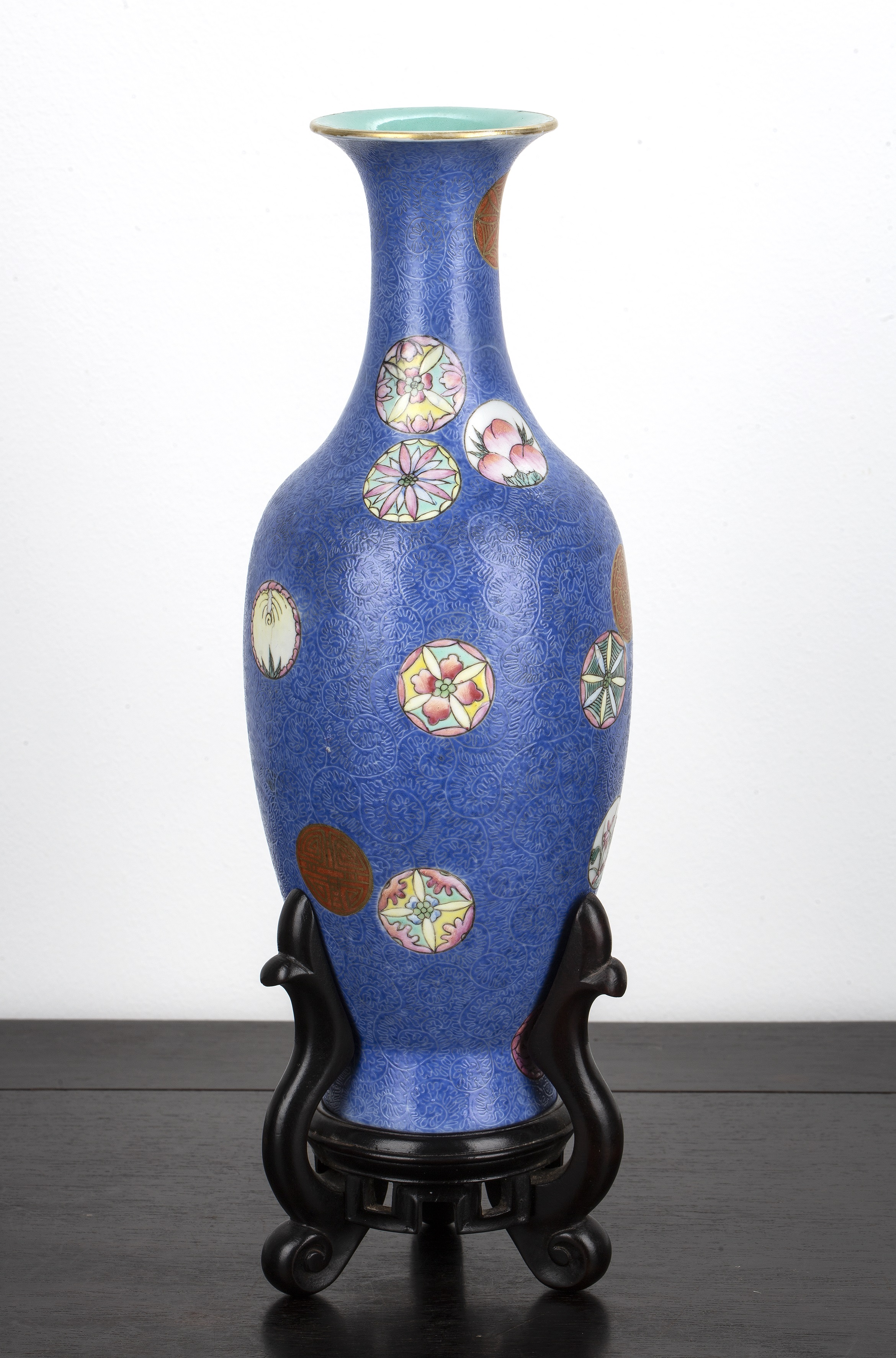 Appraisal: Powder blue vase Chinese Republic period decorated with various floral