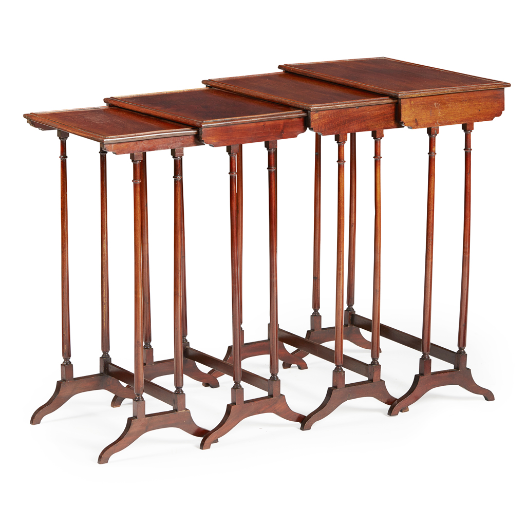 Appraisal: SET OF FOUR GEORGIAN STYLE MAHOGANY NESTING TABLES LATE TH