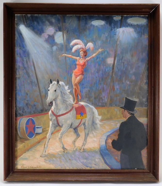 Appraisal: ALFRED VETRIMOLE CIRCUS PERFORMERS O C PAINTING United States -