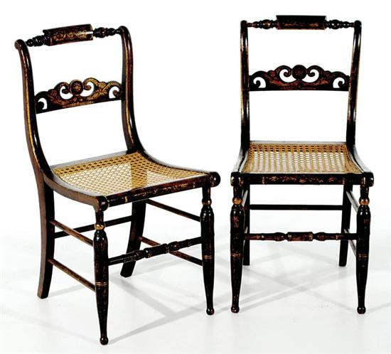 Appraisal: Pair American Sheraton painted fancy chairs first quarter th century