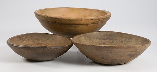 Appraisal: TURNED WOODEN BOWLS th century pine and maple three total