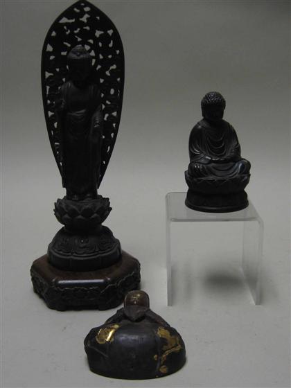 Appraisal: Three Buddha figures th century Including a Japanese giltwood temple