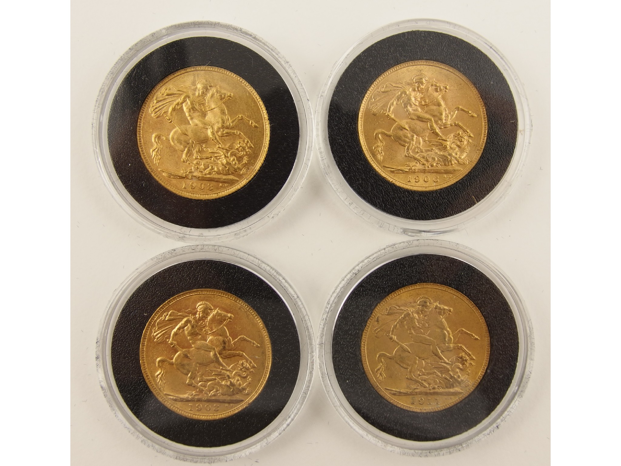 Appraisal: Four gold sovereigns dated and