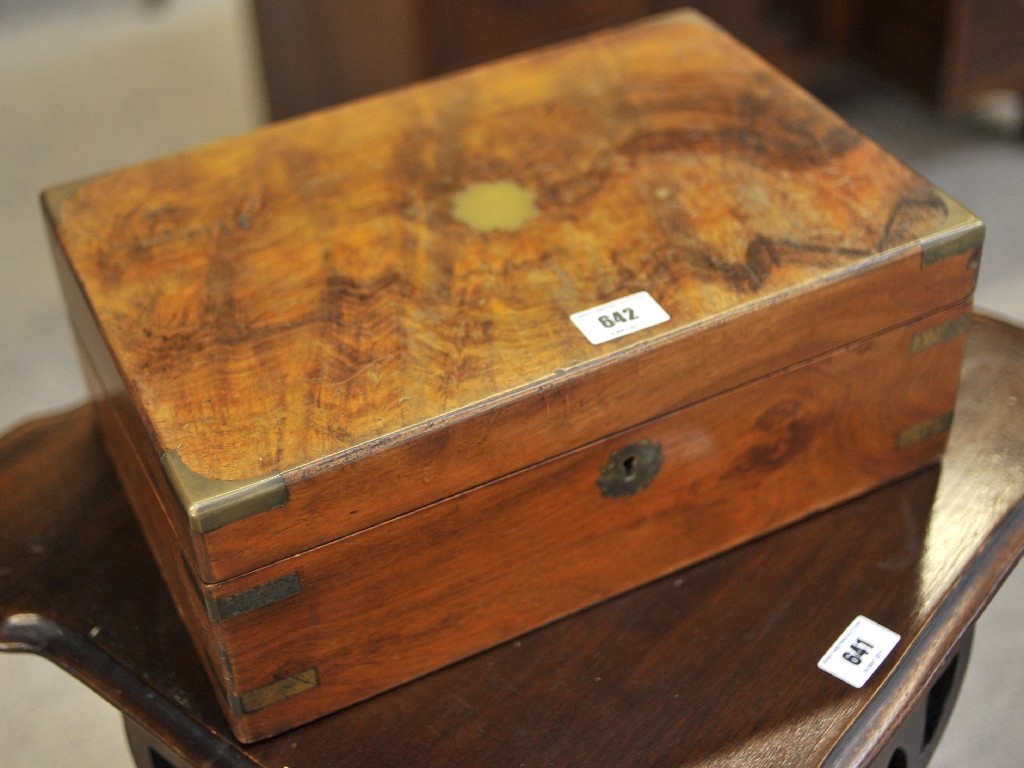 Appraisal: Victorian walnut and brass bound lap desk