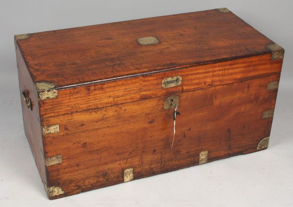 Appraisal: Early th Century China Trade camphorwood brass-bound sea chest with