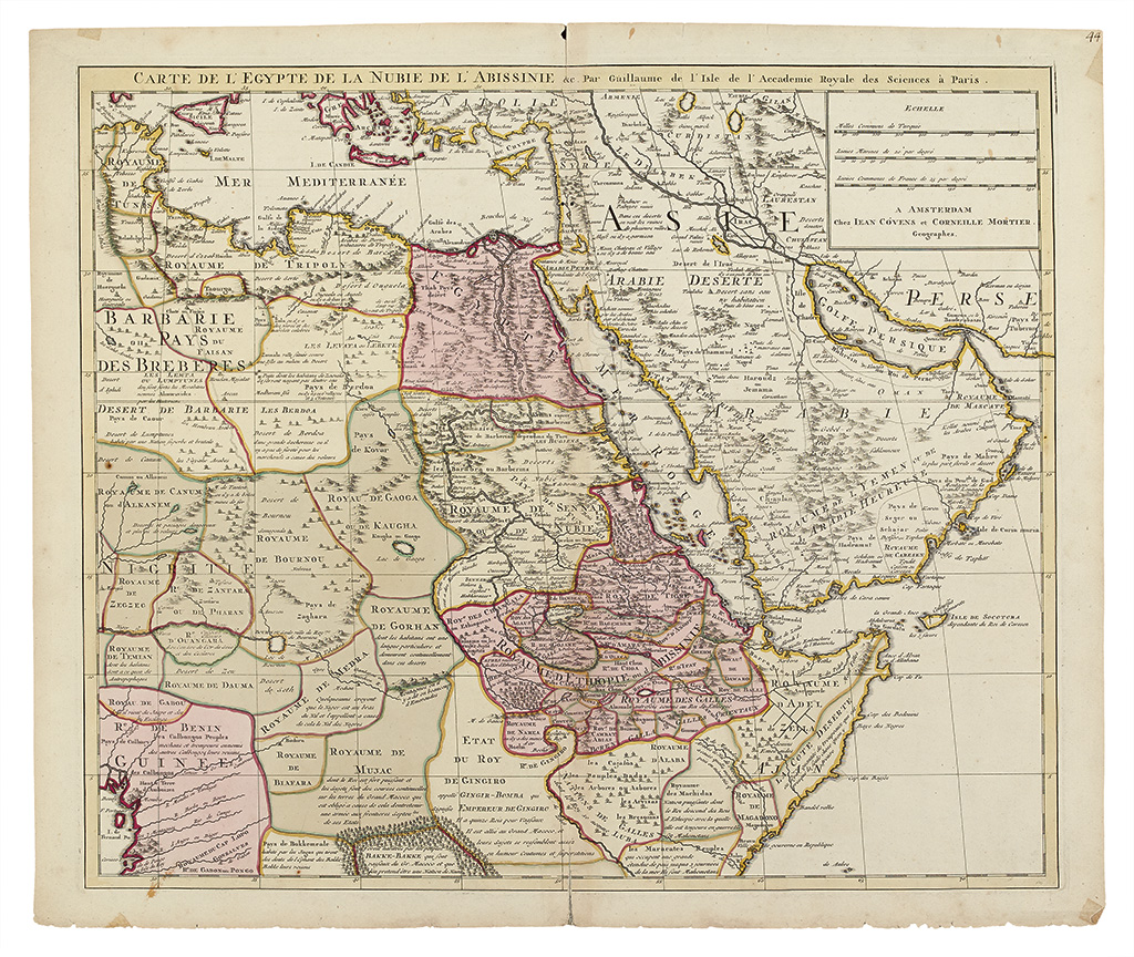 Appraisal: COVENS JOHANNES and MORTIER CORNELIS Carte de l'Egypte de la