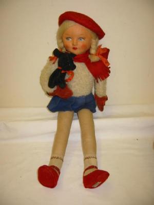 Appraisal: A Deans Rag Book soft doll with moulded and painted