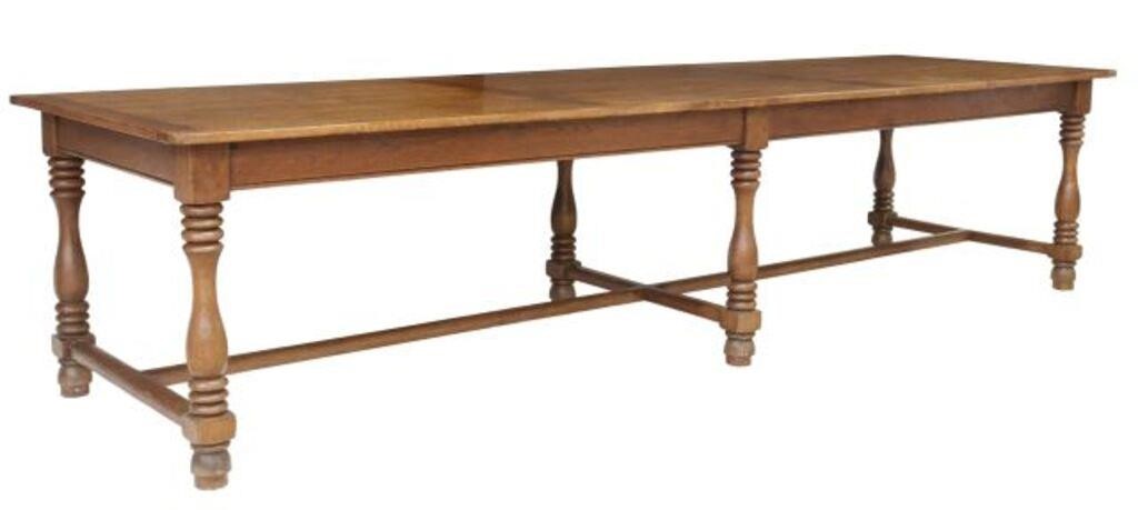 Appraisal: Large French Provincial oak farmhouse table th c having paneled