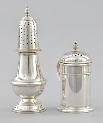 Appraisal: Two Sterling Silver Sugar Shakers The first in baluster shape