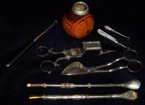 Appraisal: Two South American tea infusers and a quantity of sundries