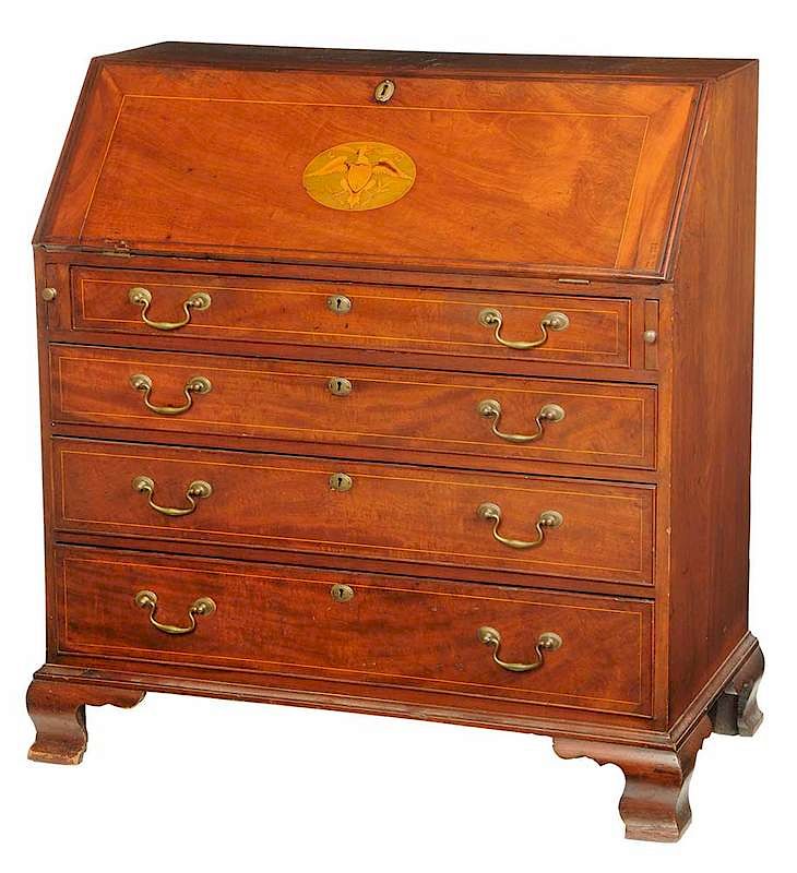 Appraisal: American Federal Eagle Inlaid Slant Front Desk attributed to Baltimore