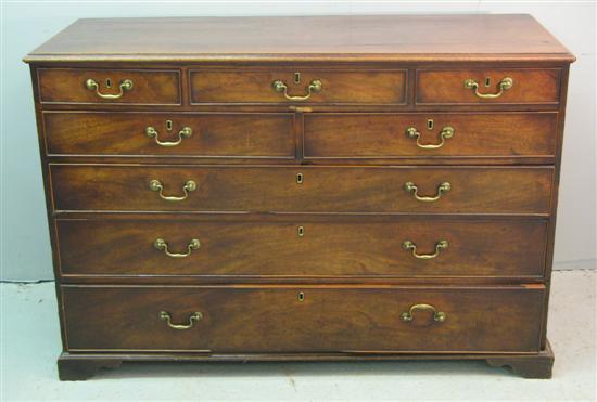 Appraisal: George III mahogany dressing chest with hinged top to reveal